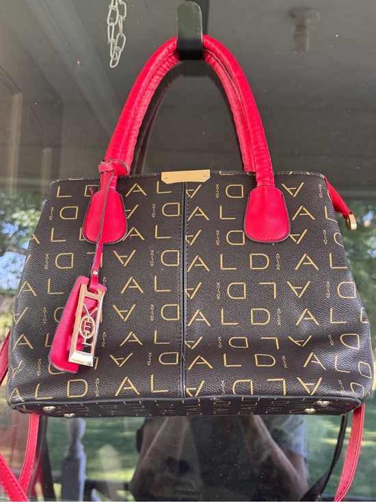 Aldo Handbags - Aldo Brown Logo Satchel with Red Trim